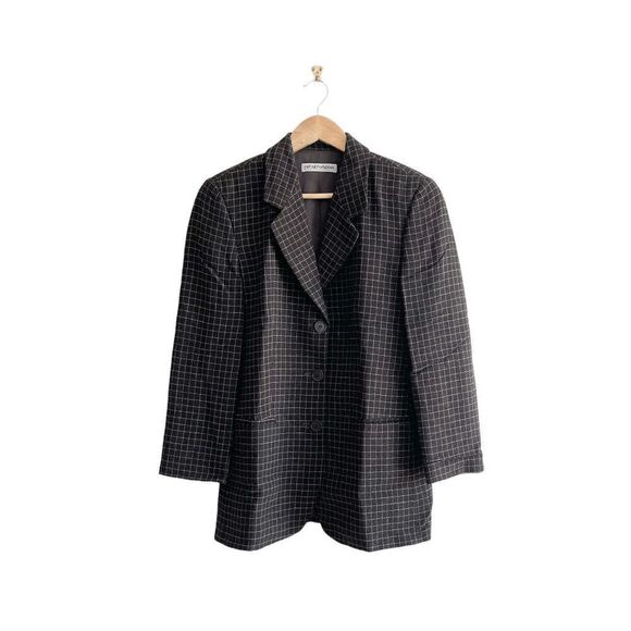Emporio Armani Women's Blazer Coat Jacket Windowpane Check Brown EU 40 - Picture 1 of 8